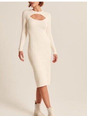 Elegant Cream Knit Dress